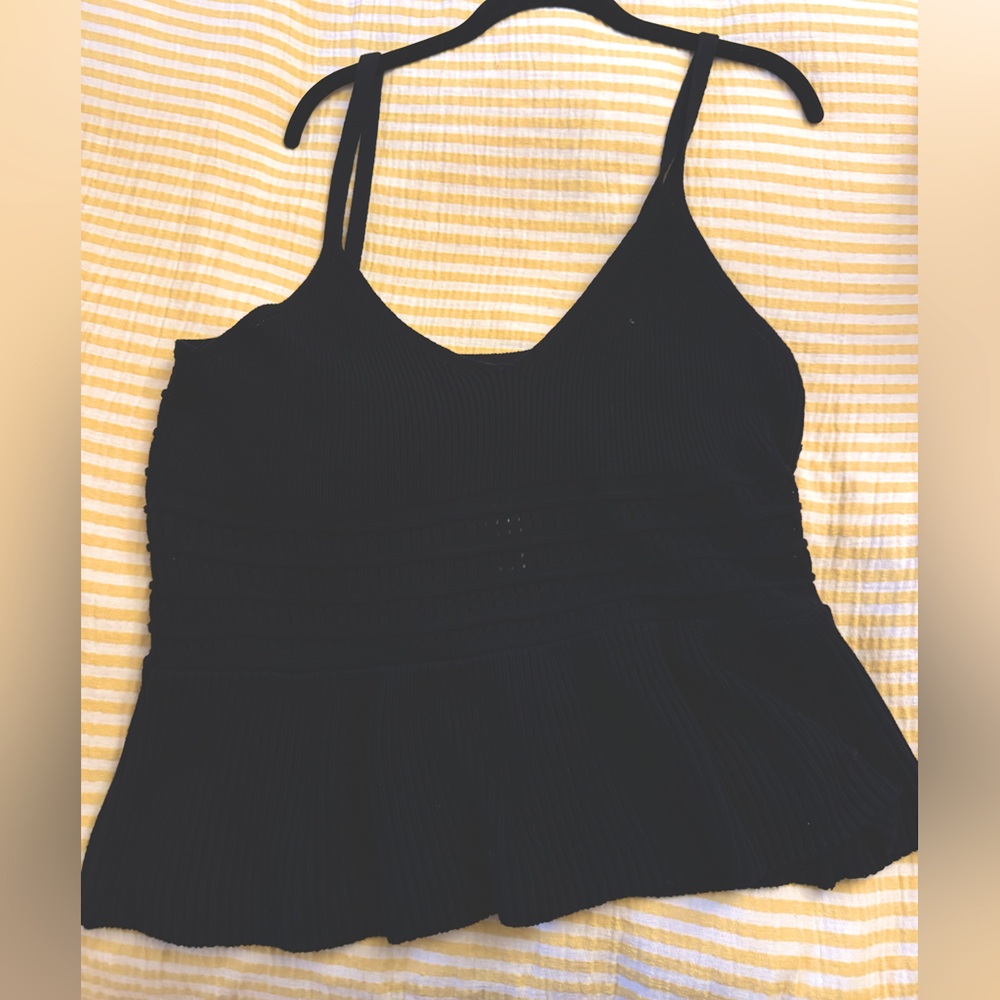 Primark Black Crochet Peplum Top